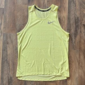 Nike Men's lime green Dri Fit Miler running tank top medium